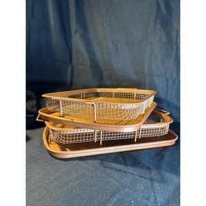 Gotham Air Fryer Baking Pan Tray with Crisper Basket Copper Set